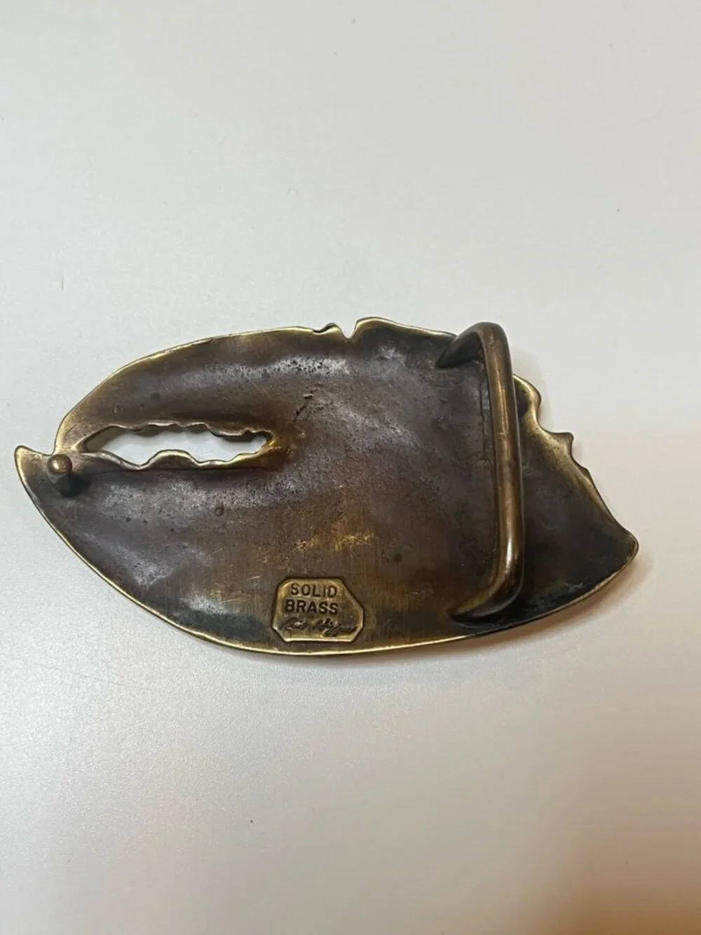 Vintage Reid Higgins Solid Brass Lobster Claw Belt Buckle 3